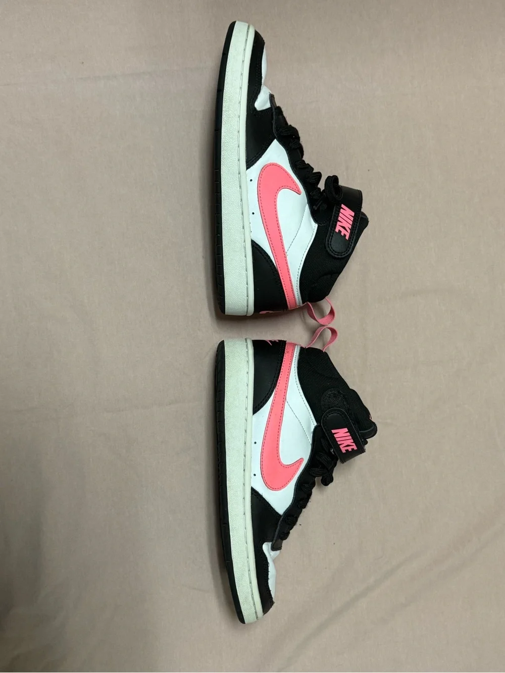 Nike Kids High-Top Sneakers in Black White Pink Accent